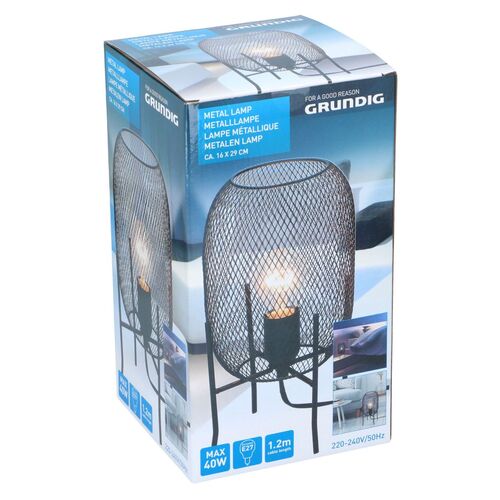 Tischleuchte Grundig Metalllampe ca. 16 x 29 cm dekorative Stehlampe in schwarz 