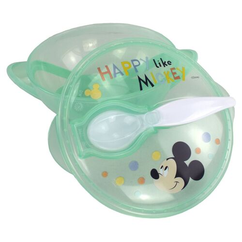 Disney-Baby Sch�ssel mit Deckel und L�ffel Micky Maus Saugnapfsch�ssel 