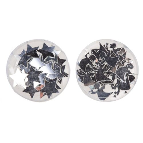 Silberfarbene Streudeko Sterne & Engel je 24 stk. weihnachtliche Tischdekoration