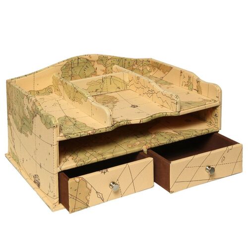 Organizer f�r Schreibtische Weltkarte ca. 34 x 25 x 18 cm Sortierbox Aufsatz