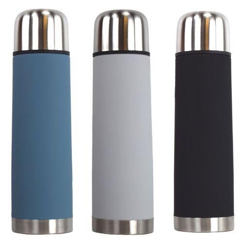 Thermoflasche Edelstahl ca. 500 ml in 3 Farben Silikon Isoflasche mit Becher