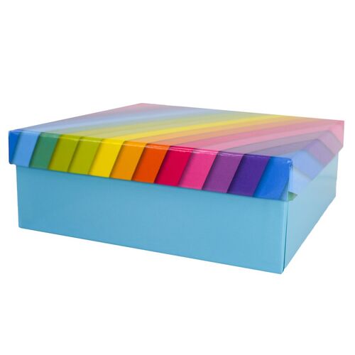 Hellblauer Geschenkkarton mit Regenbogen in verschiedenen Gr��en Karton Blau  