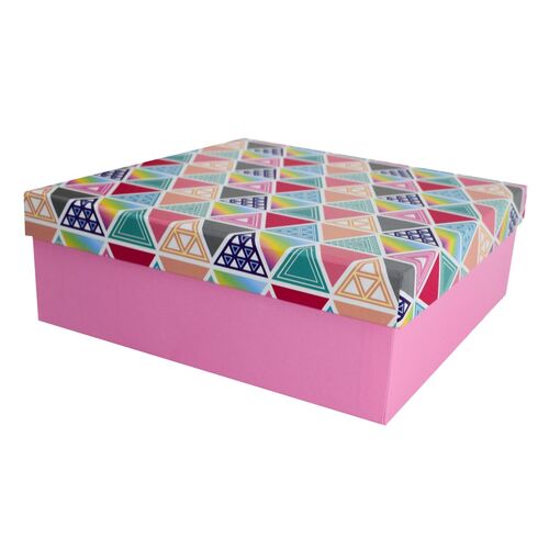 Rosa Geschenkkarton mit Muster in verschiedenen Gr��en Karton bunt Abstrakt 