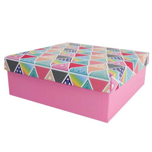 Rosa Geschenkkarton mit Muster in verschiedenen Gr��en Karton bunt Abstrakt 