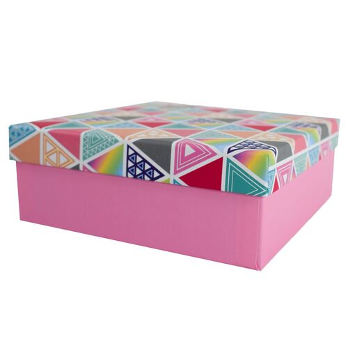 Rosa Geschenkkarton mit Muster in verschiedenen Gr��en Karton bunt Abstrakt 