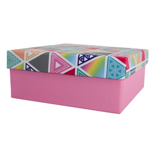 Rosa Geschenkkarton mit Muster in verschiedenen Gr��en Karton bunt Abstrakt 