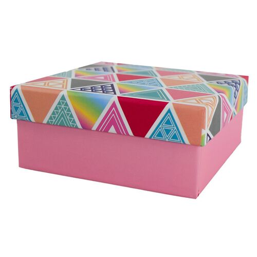 Rosa Geschenkkarton mit Muster in verschiedenen Gr��en Karton bunt Abstrakt 