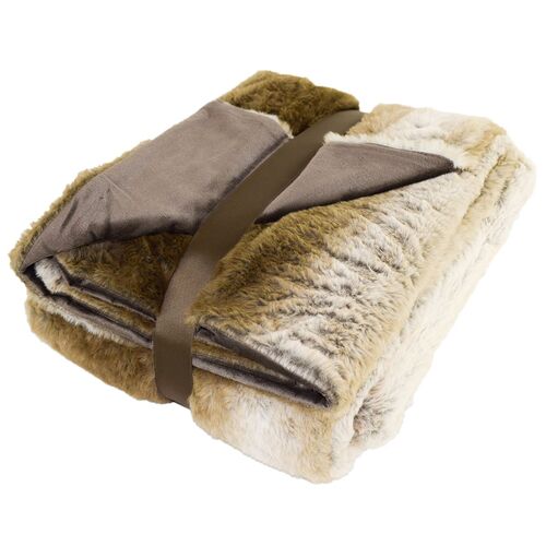 Fellimitat Wohndecke extra weich Braun & Grau 150x200cm Kuscheldecke Couchdecke 