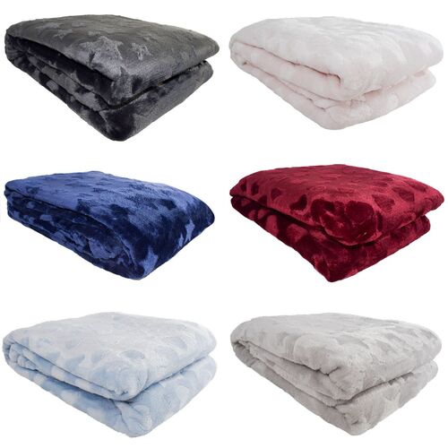 Wohndecke Flanell mit Herzen/Sternen 150 x 200 cm Kuscheldecke mit Design