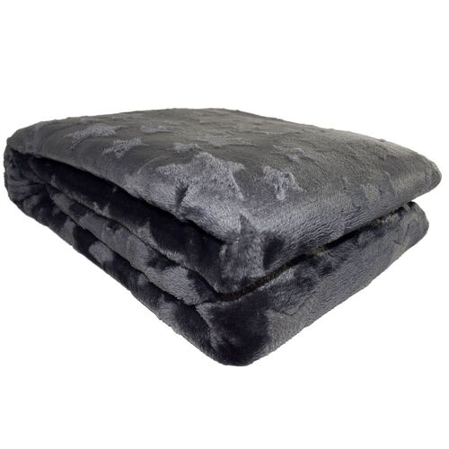 Wohndecke Flanell mit Herzen/Sternen 150 x 200 cm Kuscheldecke mit Design 