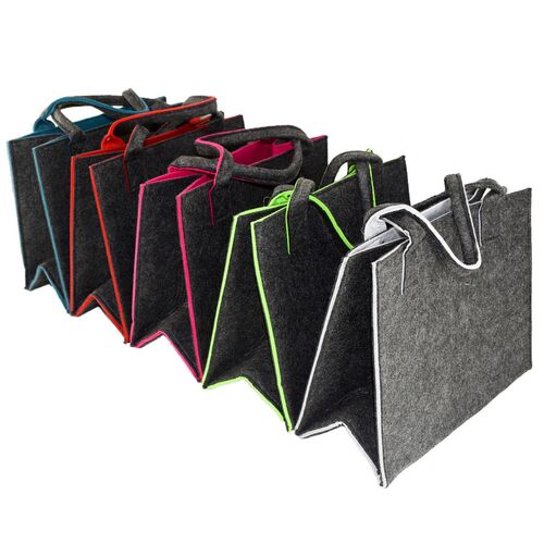 Einkauftasche aus Filz ca. 35 x 20 x 28 cm mit Farbkontrast Tragetasche
