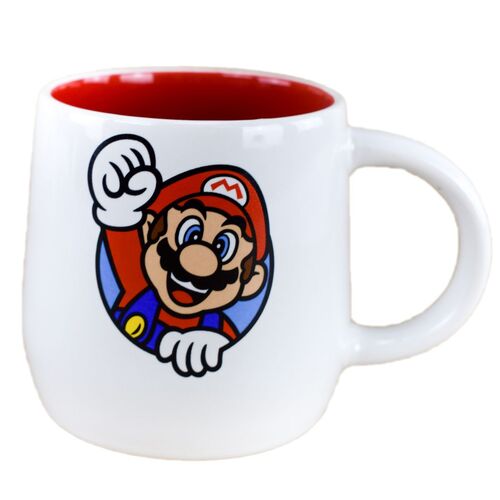 Super Mario Tasse in Wei� / Rot aus Keramik 360ml Motiv & Schriftzug beidseitig 