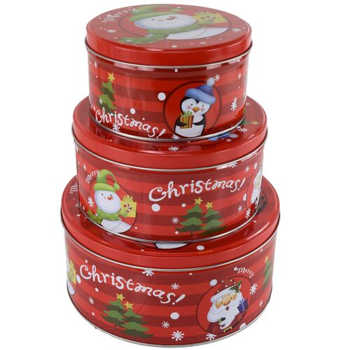 3er Keksdosen Set mit Weihnachtsmotiv ca.19,5x9cm verschiedene Gr��en aus Metall 