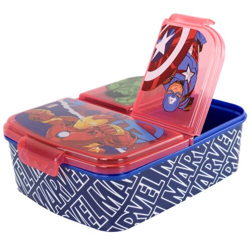 Marvel Avengers Lunchbox f�r Kinder in Blau / Rot mit 3 F�chern aus Kunststoff