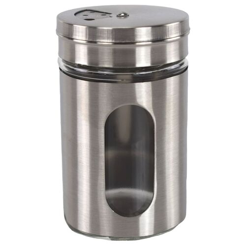 Aluminium Streuer f�r Gew�rze, Salz & Pfeffer aus Glas mit verstellbarer �ffnung