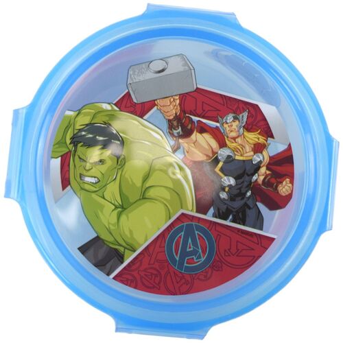 Runde Kinder Lunchbox 11 x 11 x 6 cm mit Heldenmotiv und abnehmbaren Deckel 