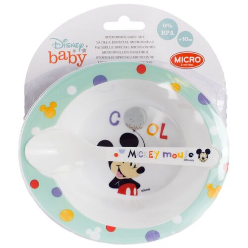 Disney Baby Kinder Mikrowellengeschirr Set 2 teilig mit Mickey / Minnie Motiv 