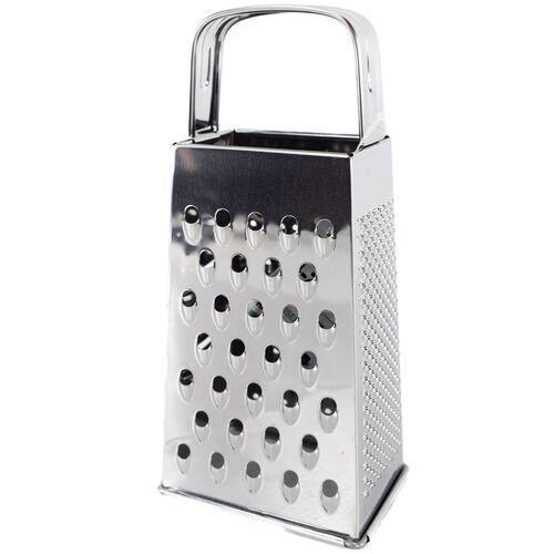 Vierkant K�chenreibe kompakt (ca. 18 cm) aus Metall in Silber 4 Reibearten