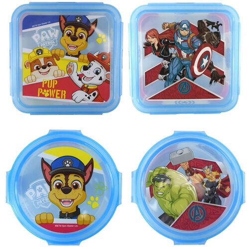 Runde und quadratische Kinder Lunchbox mit Heldenmotiv und abnehmbaren Deckel
