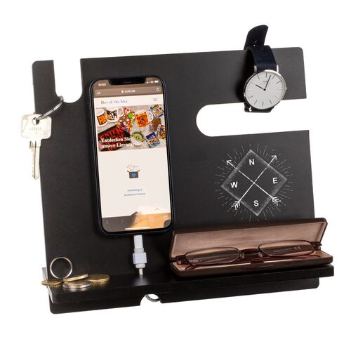 Universelle Oberfl�che aus Holz Multifunktions Organizer in Schwarz ca. 26x22 cm