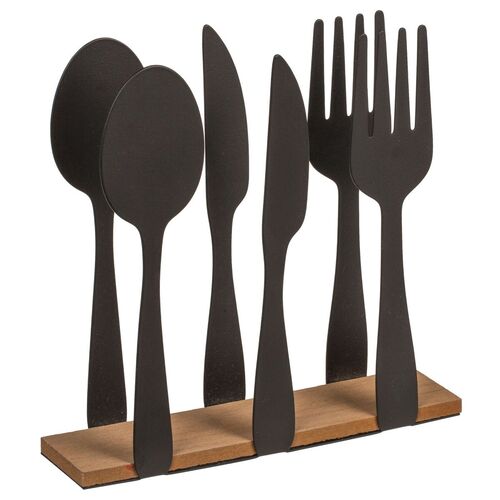 Moderner Serviettenhalter mit Besteck Design in Schwarz ca. 16,5 x 4 x 16,5 cm