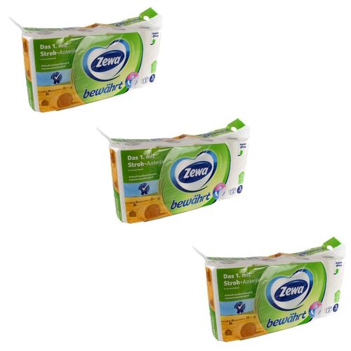 Zewa Toilettenpapier mit Strohanteil 3-lagig in Wei� 24, 40 o. 56 Papierrollen 