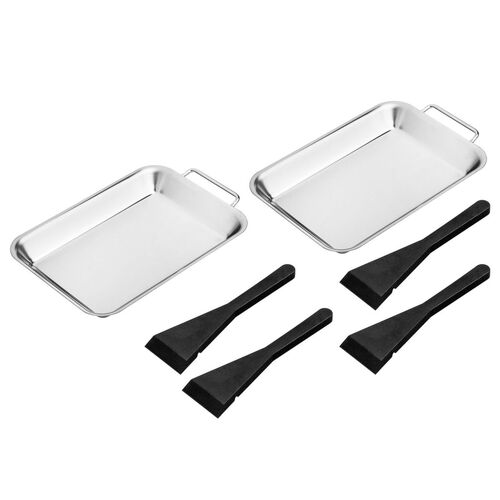 Edelstahl Grillpfanne 21 x 13 cm Grillschale im 2er Set mit je Schabern & Griff