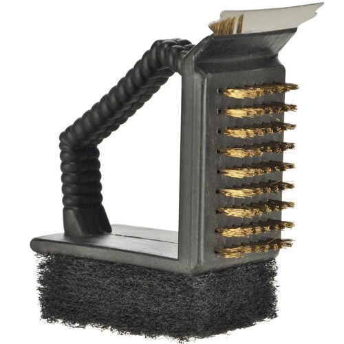 Grillreinigerb�rste 3-in-1 Schwamm, Drahtb�rste & Edelstahlschaber mit Griff