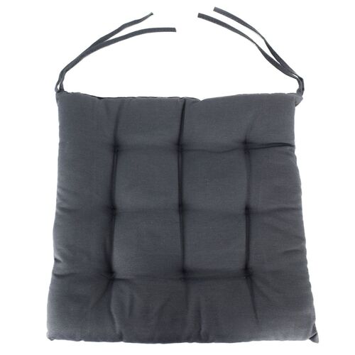 Sitzkissen einfarbig mit 9 Punktesteppung 40x40x5 cm Stuhlpolster mit B�ndern 