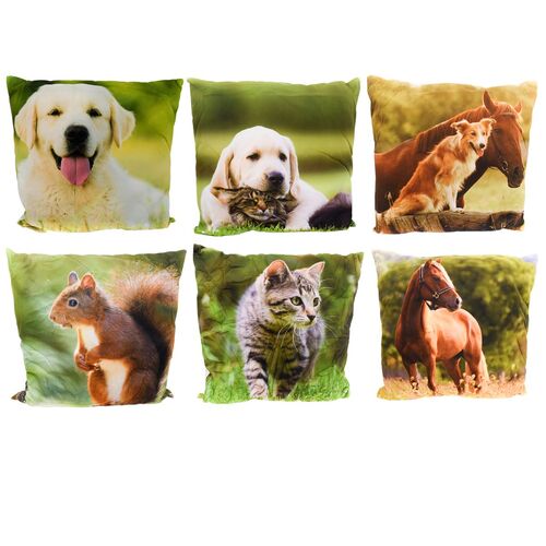 Dekokissen 45 x 45 cm Couchkissen mit Tiermotiv & wei�er R�ckseite Foto- Kissen