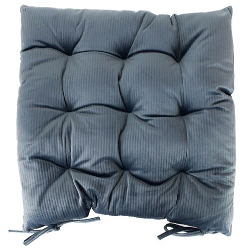 Samt Sitzkissen einfarbig gestreift 40x40x7 cm Stuhlpolster mit 9 Punktesteppung 