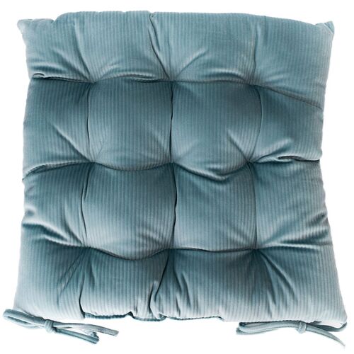 Samt Sitzkissen einfarbig gestreift 40x40x7 cm Stuhlpolster mit 9 Punktesteppung 