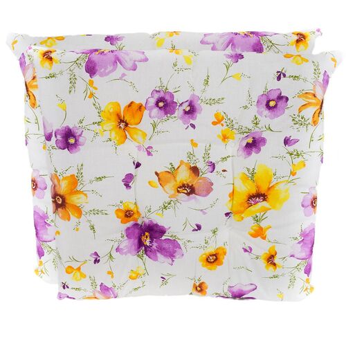 Sitzkissen mit Blumenoptik 40x40 cm Stuhlpolster mit 4 Punktesteppung im 2er-Set 