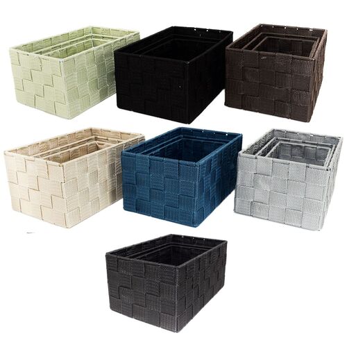 3er Set Aufbewahrungsk�rbe f�r Badezimmer geflochtene Textil Organizer Boxen