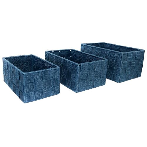 3er Set Aufbewahrungsk�rbe f�r Badezimmer geflochtene Textil Organizer Boxen 