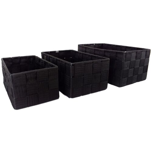 3er Set Aufbewahrungsk�rbe f�r Badezimmer geflochtene Textil Organizer Boxen 