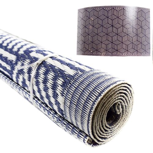 Outdoor Teppich 90 x 150 cm in geflochtener Strohoptik 100 % Polypropylen 