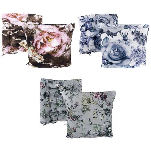 Blumen Kissen Set (2tlg.) mit Sitzpolster und Dekokissen in Samt Optik