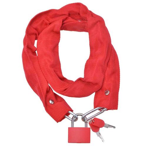 Kettenschloss mit Vorh�ngeschloss & Schl�sseln Fahrradschloss 800mm ummantelt 