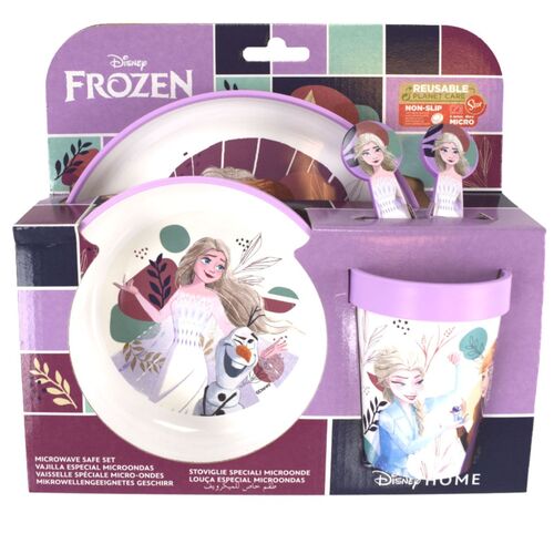 Disney HOME Frozen Kindergeschirr Set 5 teilig f�r Mikrowellen mit Anti- Rutsch