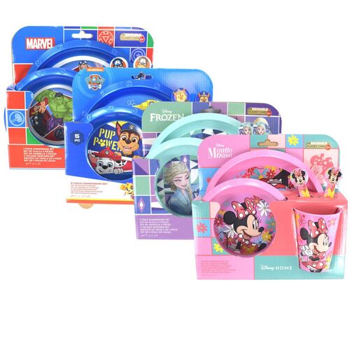 Kunststoff Kindergeschirr Set (5 tlg.) Sch�ssel, Teller, Becher & Besteck