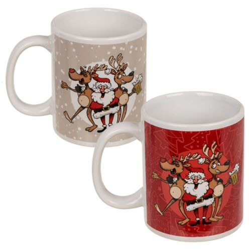 Tasse aus Steingut mit Crazy Santa Motiv Weihnachtstasse ca. 10 x 8 cm Advent