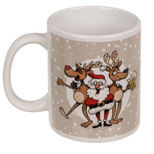 Tasse aus Steingut mit Crazy Santa Motiv Weihnachtstasse ca. 10 x 8 cm Advent 