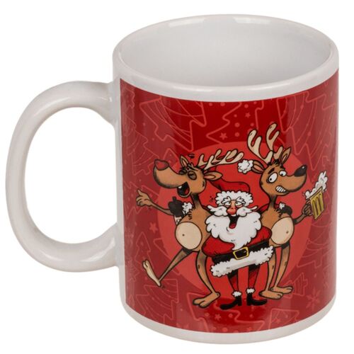 Tasse aus Steingut mit Crazy Santa Motiv Weihnachtstasse ca. 10 x 8 cm Advent 