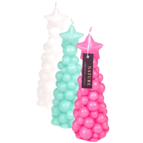 Kerze Bubble X-Mas Tree ca. 6 x 17,5 cm Weihnachtskerze als Weihnachtsbaum Tanne