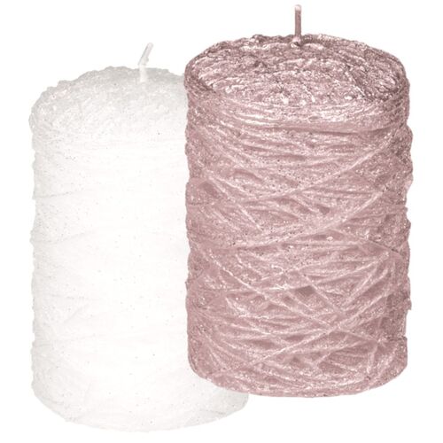 Stumpenkerze Advent ca. 7 x 11 cm in modernem Design mit Glitzer 28h Brenndauer