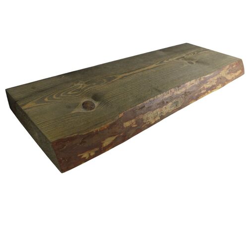 Wandregal Massivholz grau gef�rbt mit Baumkante Wandboard Regalbrett Naturholz 