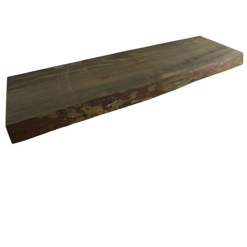 Wandregal Massivholz grau gef�rbt mit Baumkante Wandboard Regalbrett Naturholz 