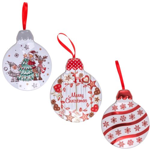 Blechdose mit Weihnachtsmotiv Christbaumkugel ca. 14 x 12 cm inkl. Aufh�ngung