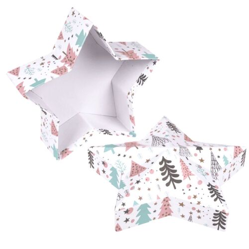 Geschenkkarton Weihnachten sternf�rmig (1Stk) Schachtel f�r Geschenke wei� Stern